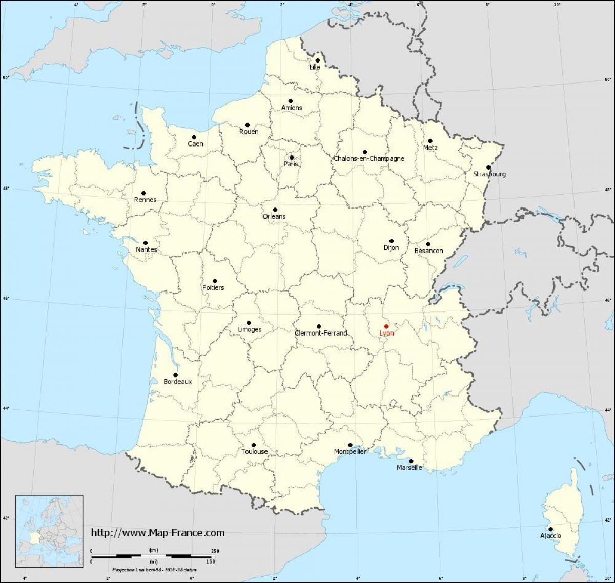 איפה ליונס צרפת במפה