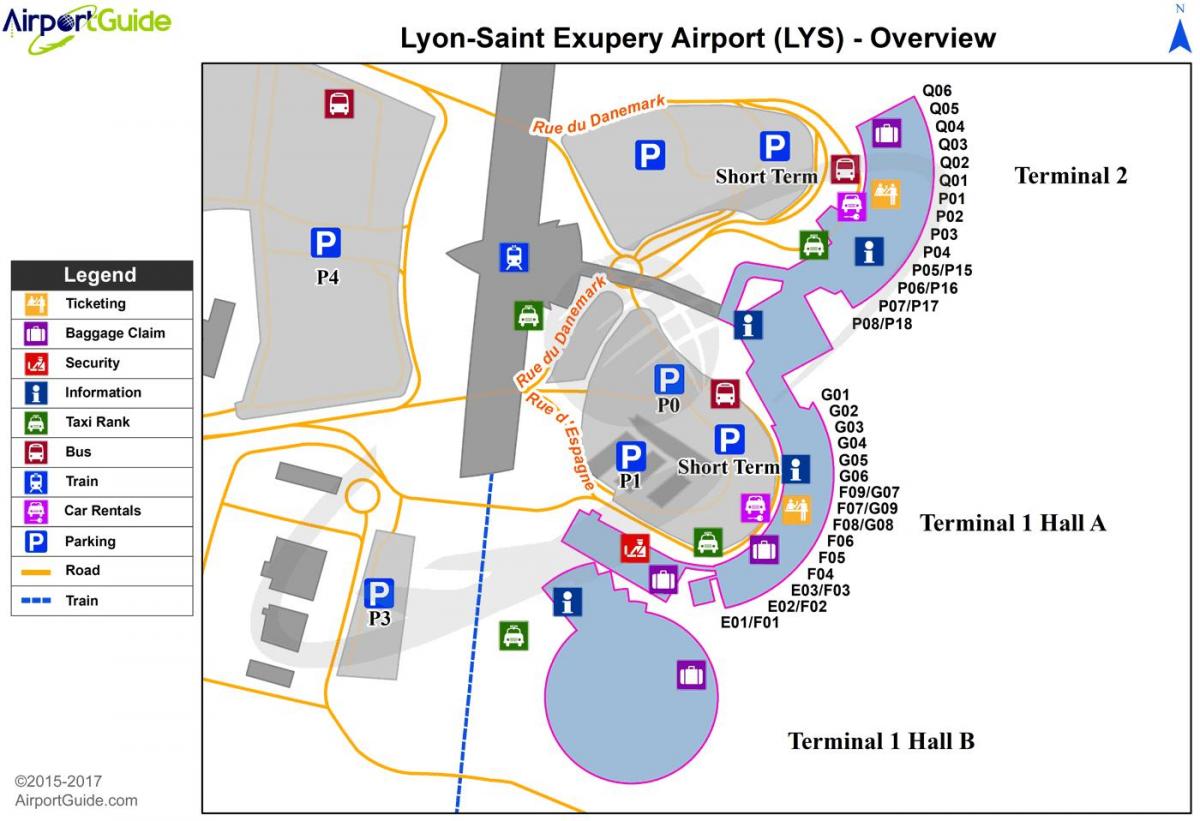 צרפת ליון שדה התעופה מפה